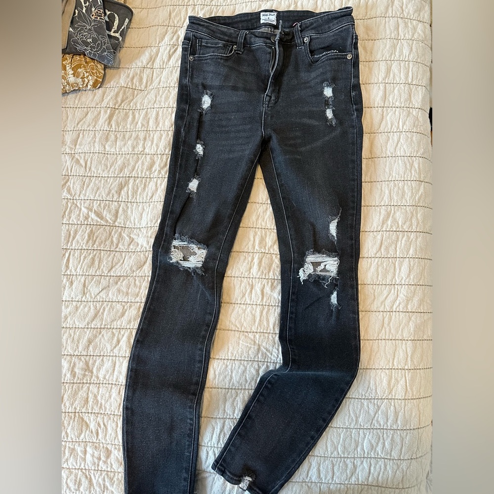 High rise black skinny jeans